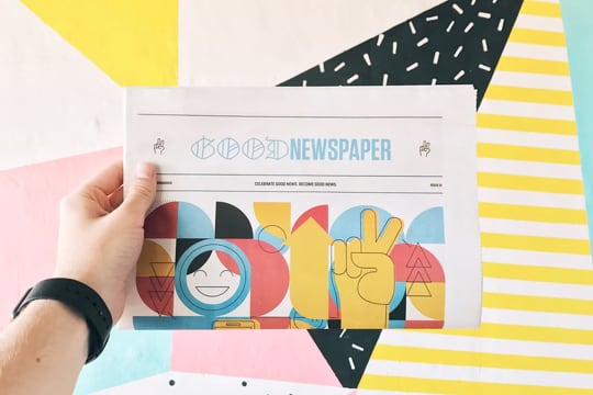 Graphic design work containing a newspaper